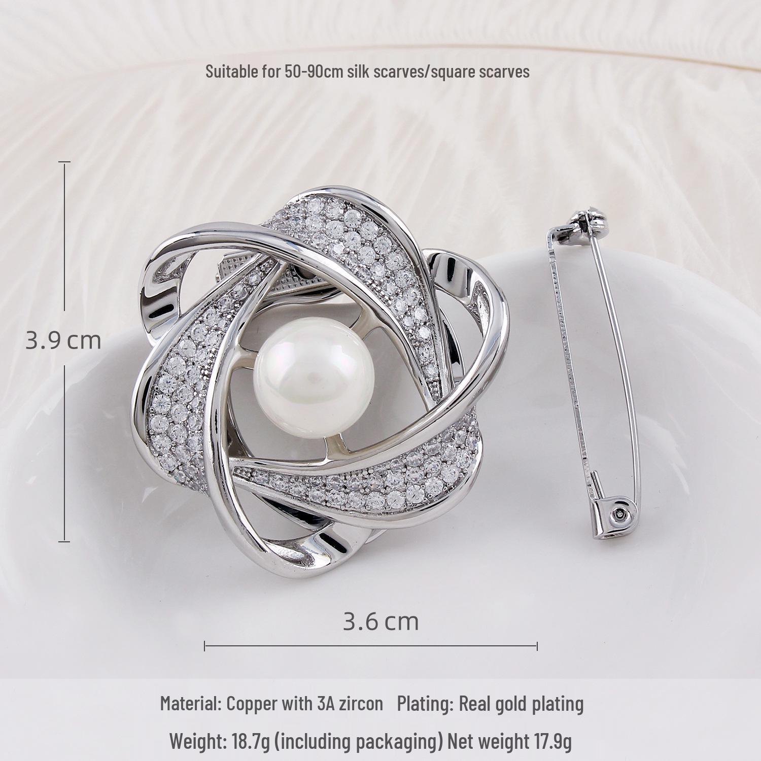 Versatile Women s High-End Zirconia Silk Scarf and Jewelry Buckle