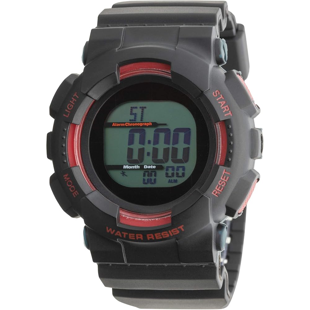 Crepha Digital Solar Radio-Controlled Watch Men s Waterproof Black with Urethane Strap FDM7865-RD
