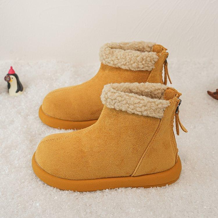

Девочки большие хлопковые туфли детские зимние сапоги 2025 новые зимние пушистые сапоги бокены на меху теплые мальчики короткие сапоги 37 size shoe inner length 22.5cm