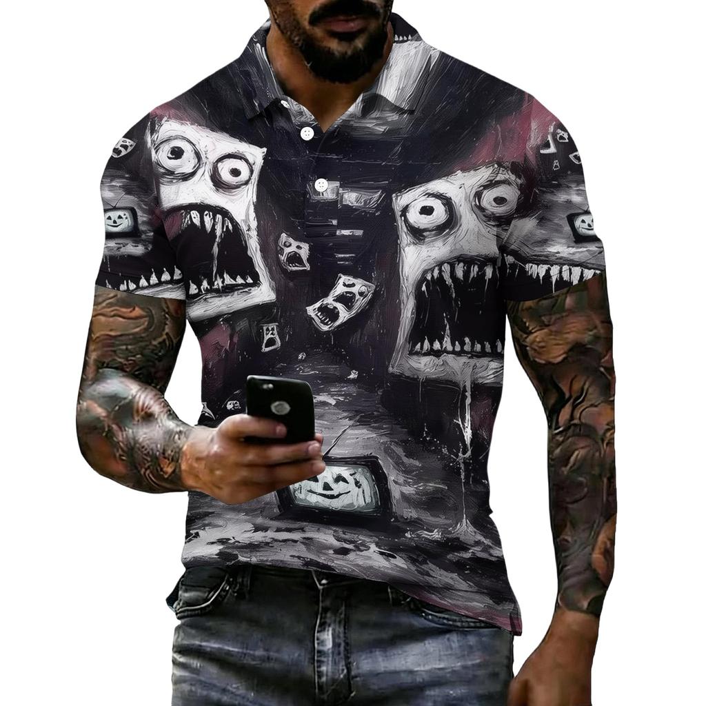 Unisex Loose Fit Short Sleeve Halloween Printed T-Shirt