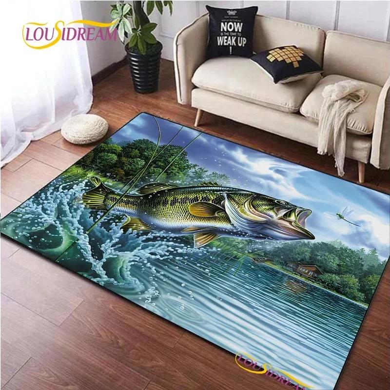 Fishing Enthusiast Carpet for Living Room Sofa Table Bedroom Rugs Home decor Kitchen washroom Indoor Outdoor Non-slip floor Mats