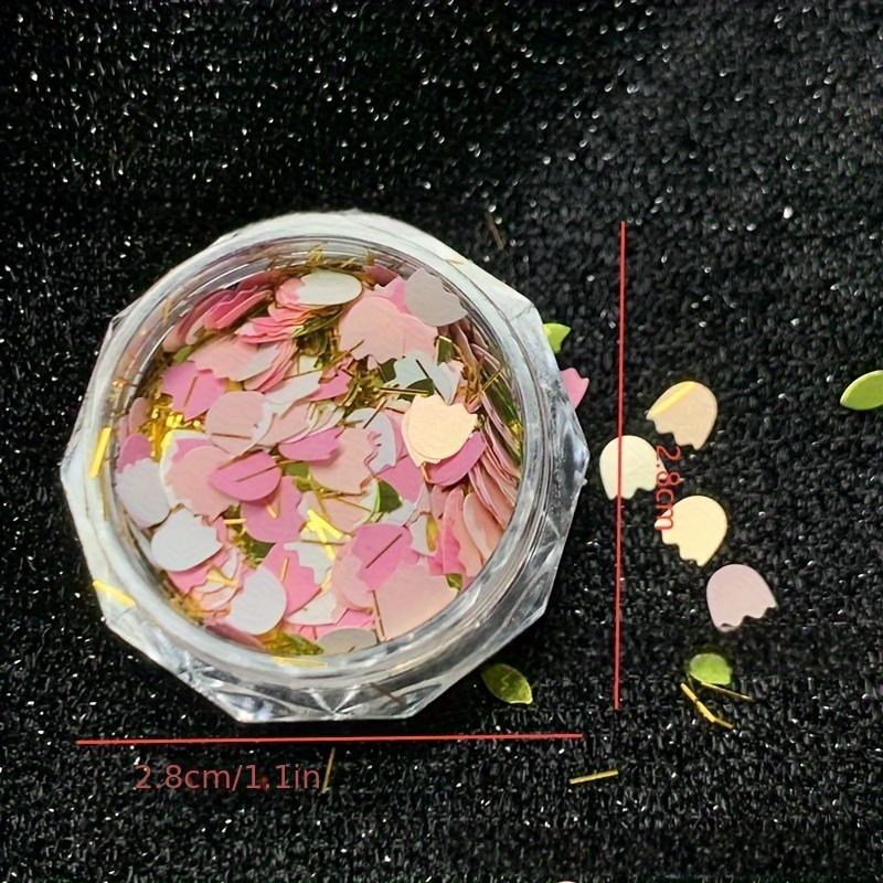 Frühlings-Tulpen-Nagelkunst-Dekorationen, Blumen-Nagelsticker mit Glitzerakzenten, für DIY Maniküre & Pediküre, Nageldekorationen