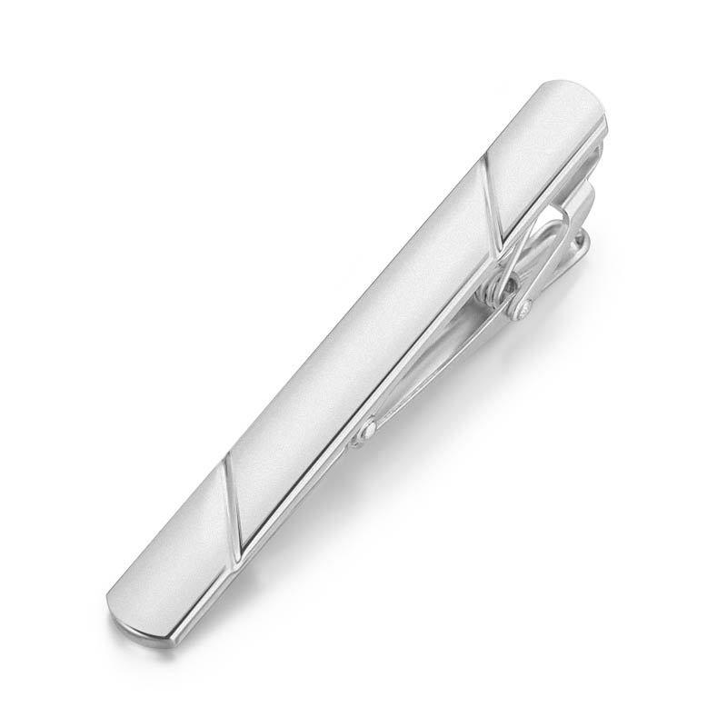 Brass Tie Clip with Laser Logo, 5.8x0.6cm - Men's Formal Business Accessory
