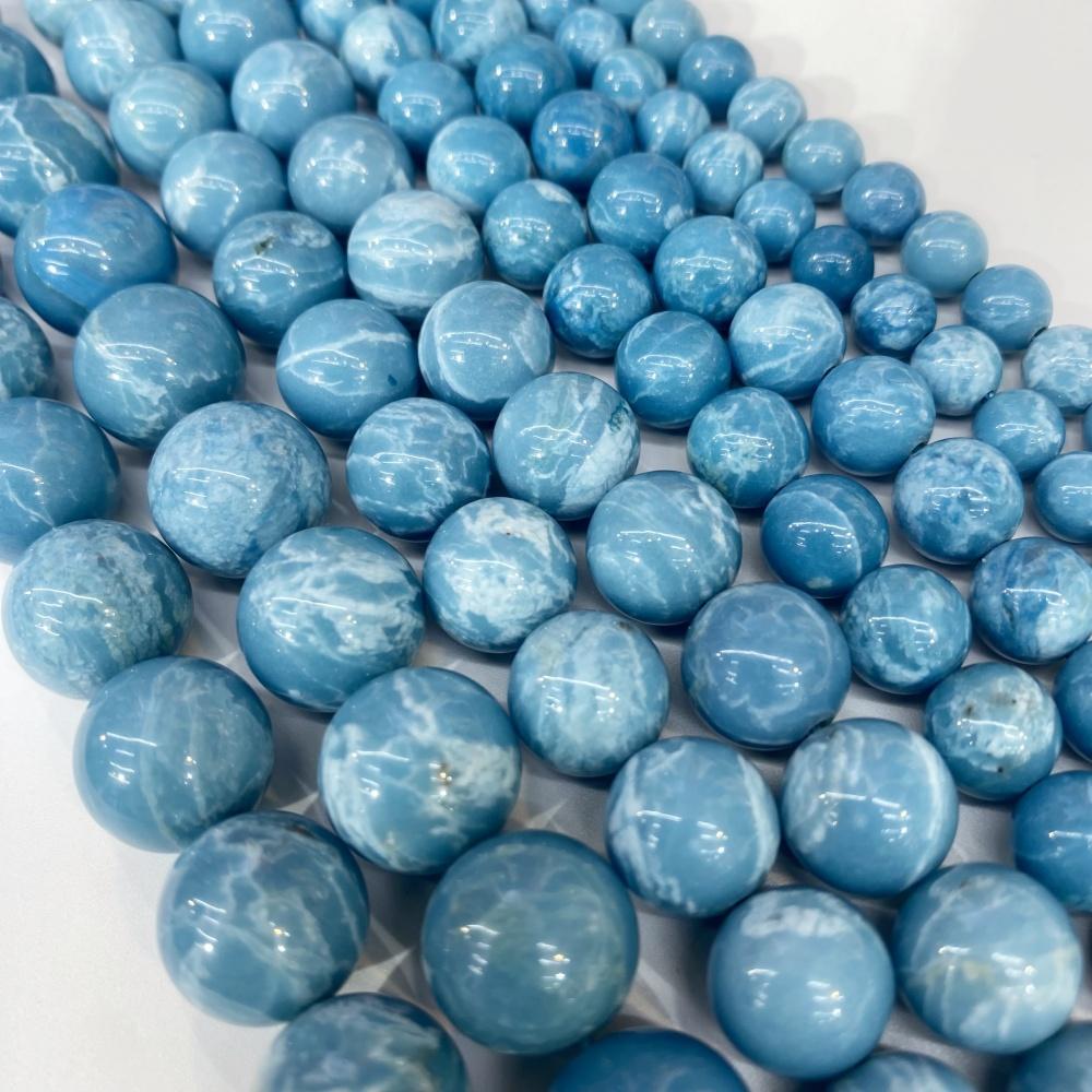 Fine AA 100% Natural Sky Blue China Larimar Round Natural Stone Beads For Jewelry Making DIY Bracelet Necklace 15" 4 6 8 10 12mm