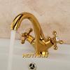 HOTAAN Solid Brass Chrome Plated Double Handle Control Antique Faucet Kitchen Bathroom Basin Mixer Tap Robinet Antique YT-5021-C