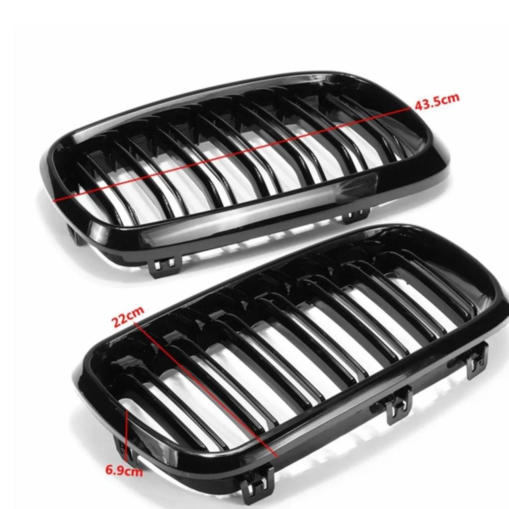 Glossy Black Car Grille Grill 2 Slat Front Kidney For BMW F15 F16 X5 X6 F85 F86 X5M X6M 2014-2018 Replacement Front Kidney Grill