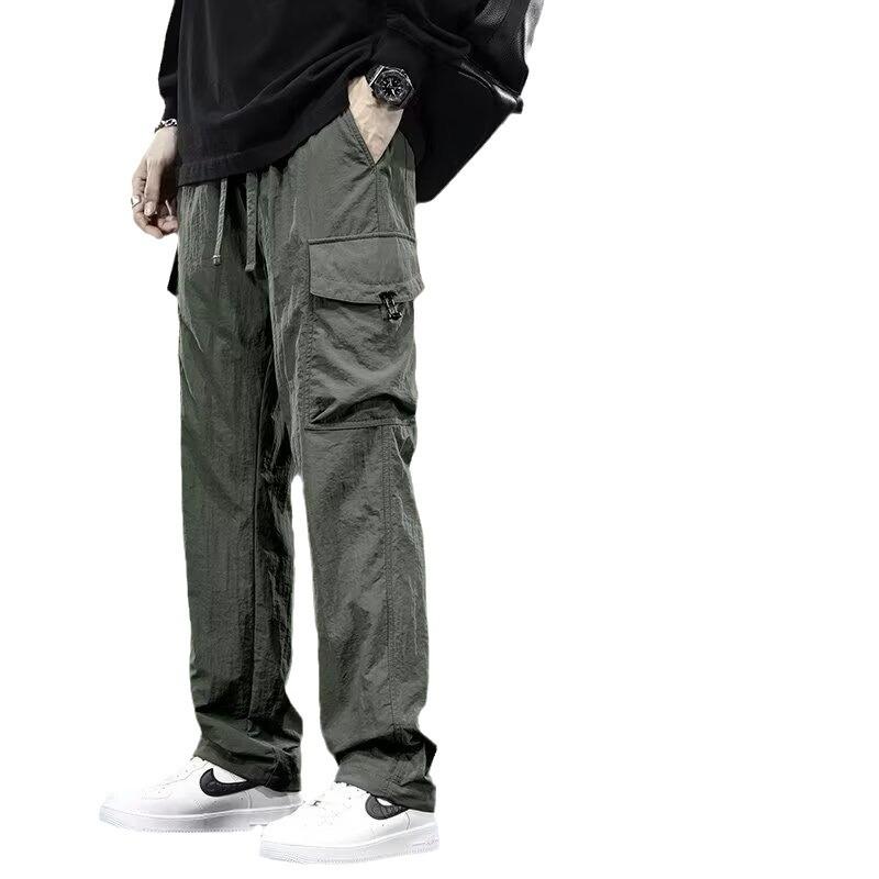 Functional Wind Overalls Boys Spring and Autumn Loose Straight Outdoor Mountaineering Wide Leg Charge Pants Men's Casual Pants