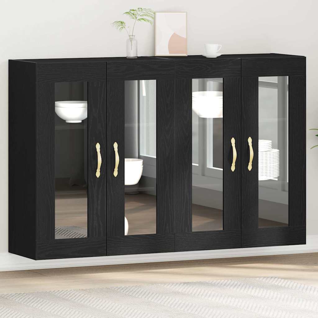 Wall Cabinets 2 pcs Black Oak Effect 69.5 x 34 x 90 cm