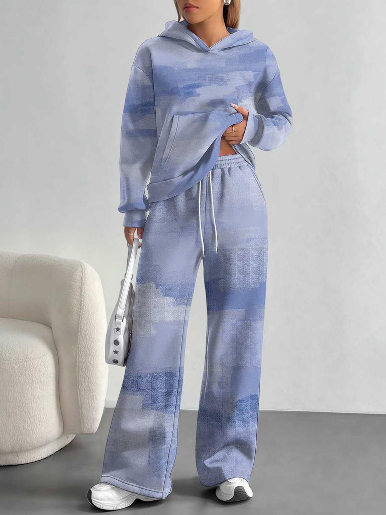 Smudging European And American Autumn And Winter Casual Long-Sleeved Suit Women'S Hooded Sweater Trousers Two-Piece Set