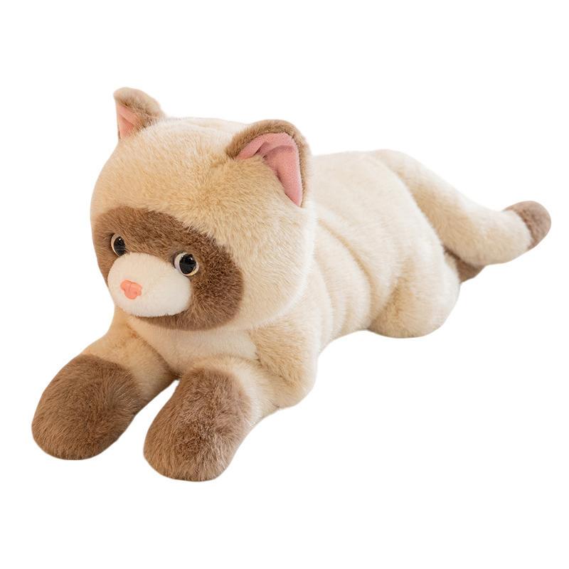 Silver Gradient Small Cat Plush Doll With Short Pile Fabric For Children Gift