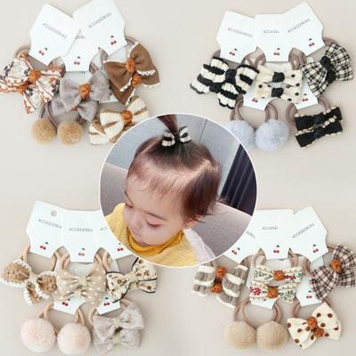 10Pcs Cute Elastic Rubber Band Kids Girls Bows Flower Headdress Scrunchies Hair Ties Bowknot