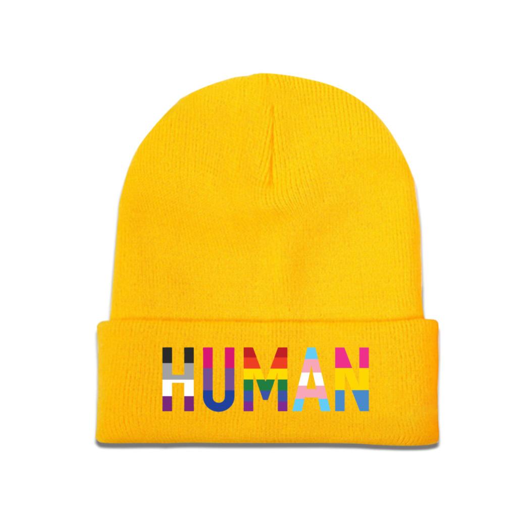 

Людина ЛГБТ В язана шапка Жіноча унісекс Skullies Beanies Осінь Зима Шапка Gay Pride Bisexual Lesbian Rainbow Harajuku Warm Cap Cap One Size