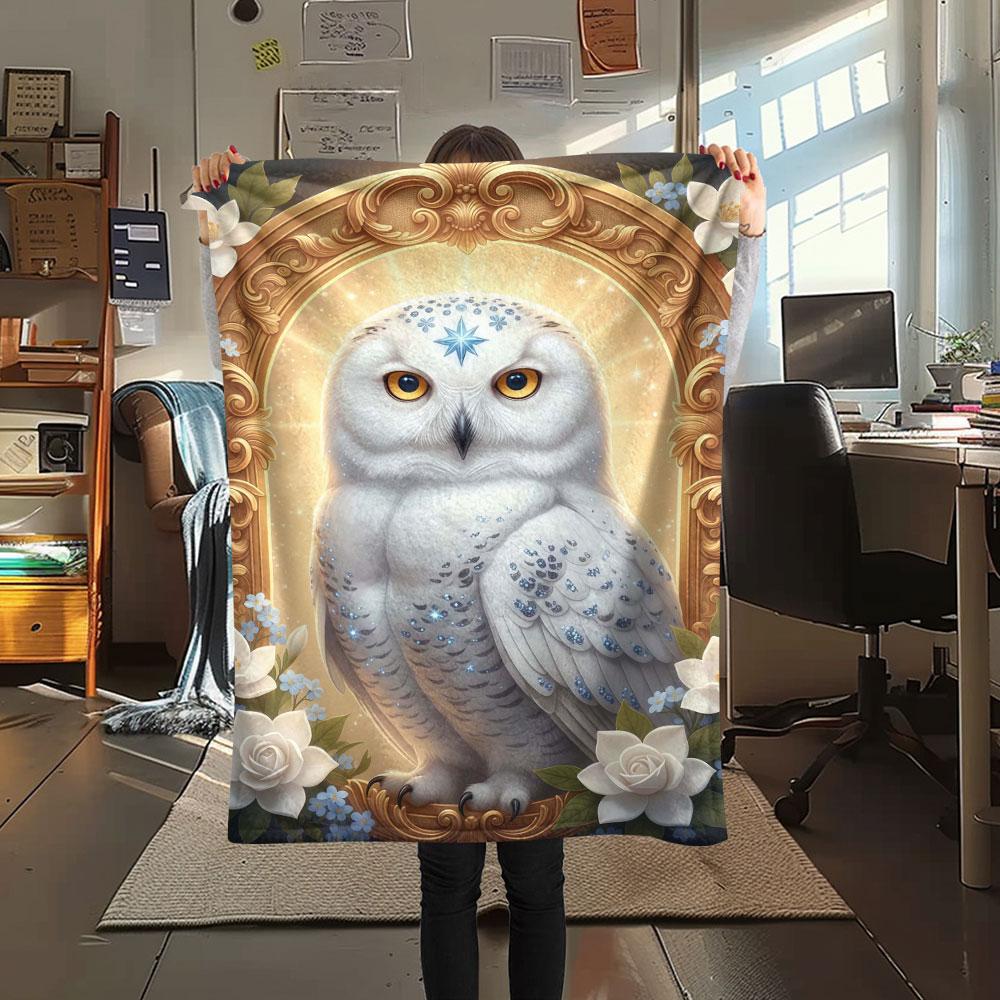 1Pc SacredBird Print Flannel Blanket, High quality Comfortable for All Seasons, Home Decor, Warmth and Comfort, Perfect for Christmas Gifts