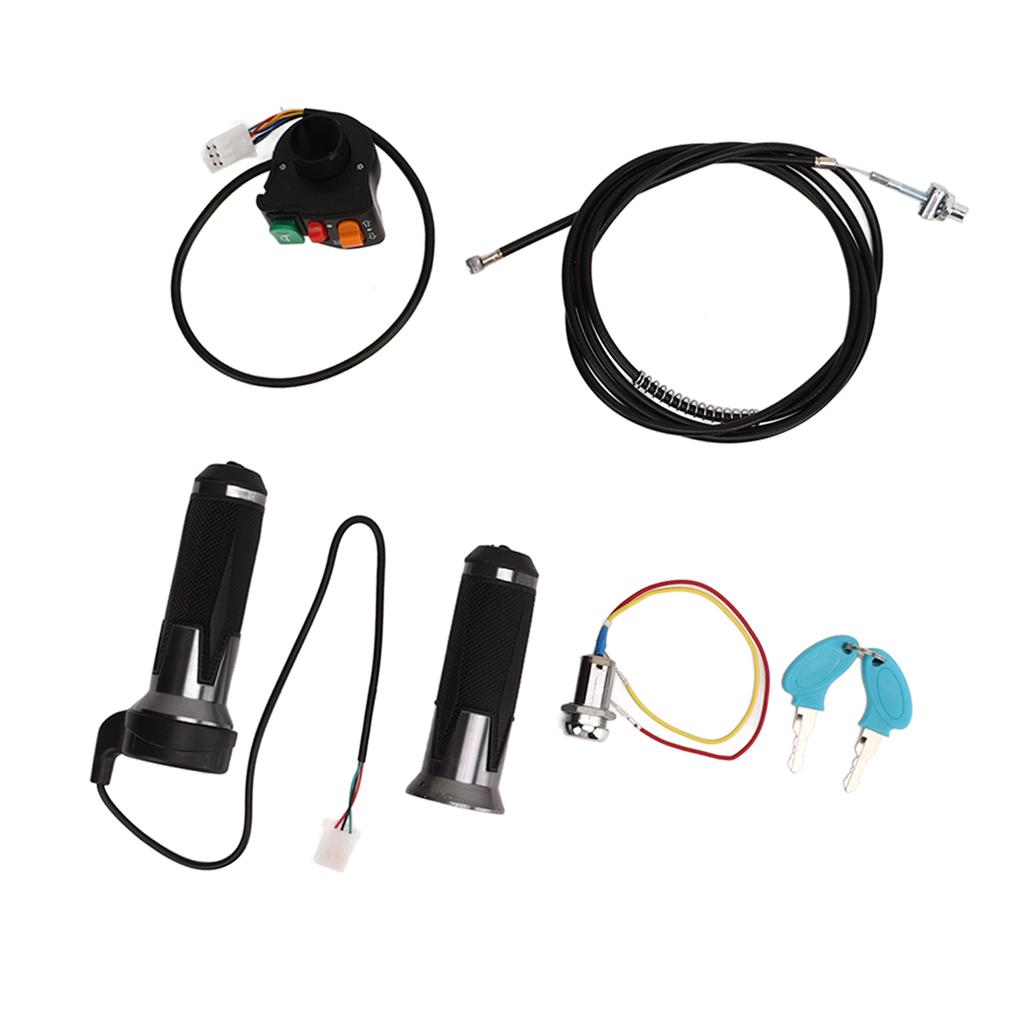 Bike Throttle Grip Kit Anti Slip Bike Drum Brake Line Ignition Switch Key Kit for Electric Bike Scooter Motor