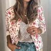 Floral Printed Elegant Zipper Jacket Women Office Retro Outwear Short Jacket Female Casual Y2K Streetwear Coats Spring 2024