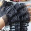 13cm Wide Chiffon Mesh Fabric 3D Pleated Three Layers Chiffon Lace Edge Embroidered Tulle Lace Fabric