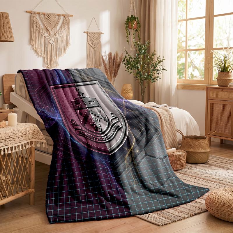 Burnley Football Print Flannel Blanket Soft Warm Sofa Bed Throw Blanket For Home Office Bedroom