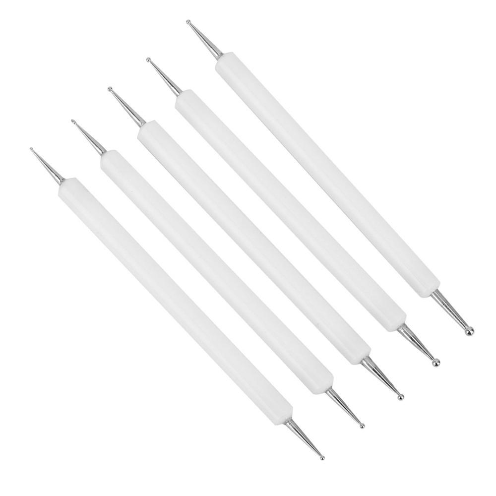 

5PCS Double Ended Dotting Tool Round Tip Pottery Modeling Tool Quilling Art Pen Nail Art DIY білий