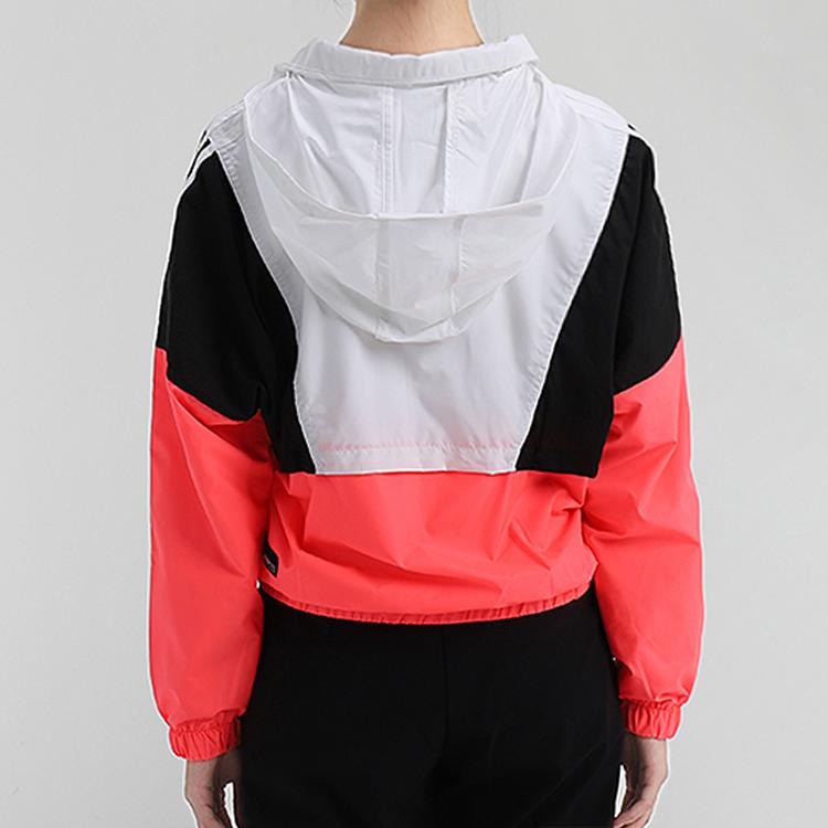 Adidas Color Block Casual Hooded Sports Jacket Women Jackets Pink GJ5359