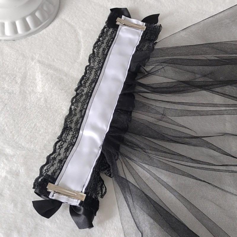 Classical Black Veil with Hairclip Elegant Church Veil Cosplay Costume Headwear for Special Occasion Halloween