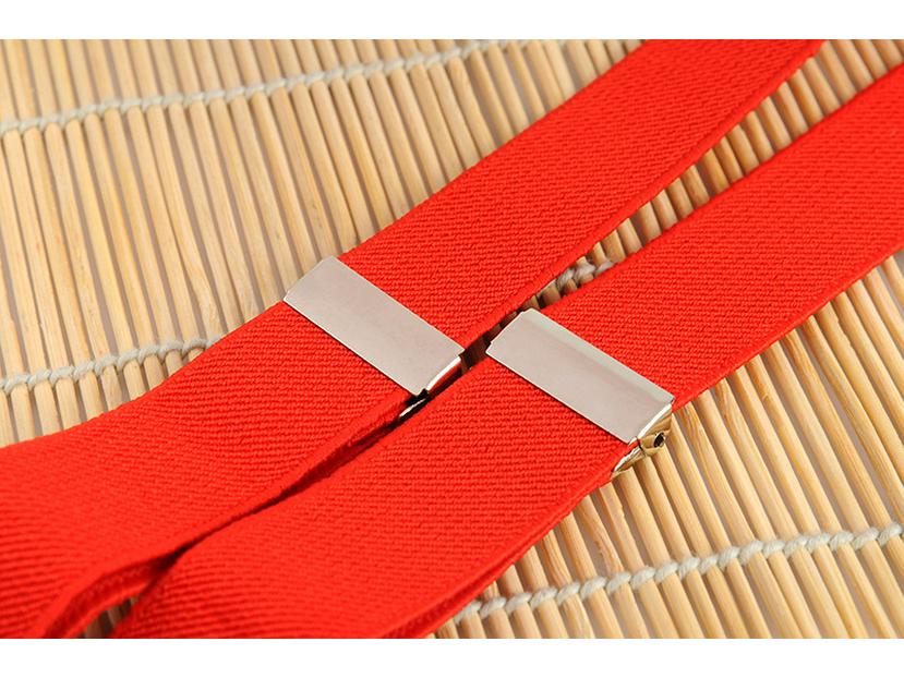 Unisex 2.5cm Y-Back Elastic Red Suspenders
