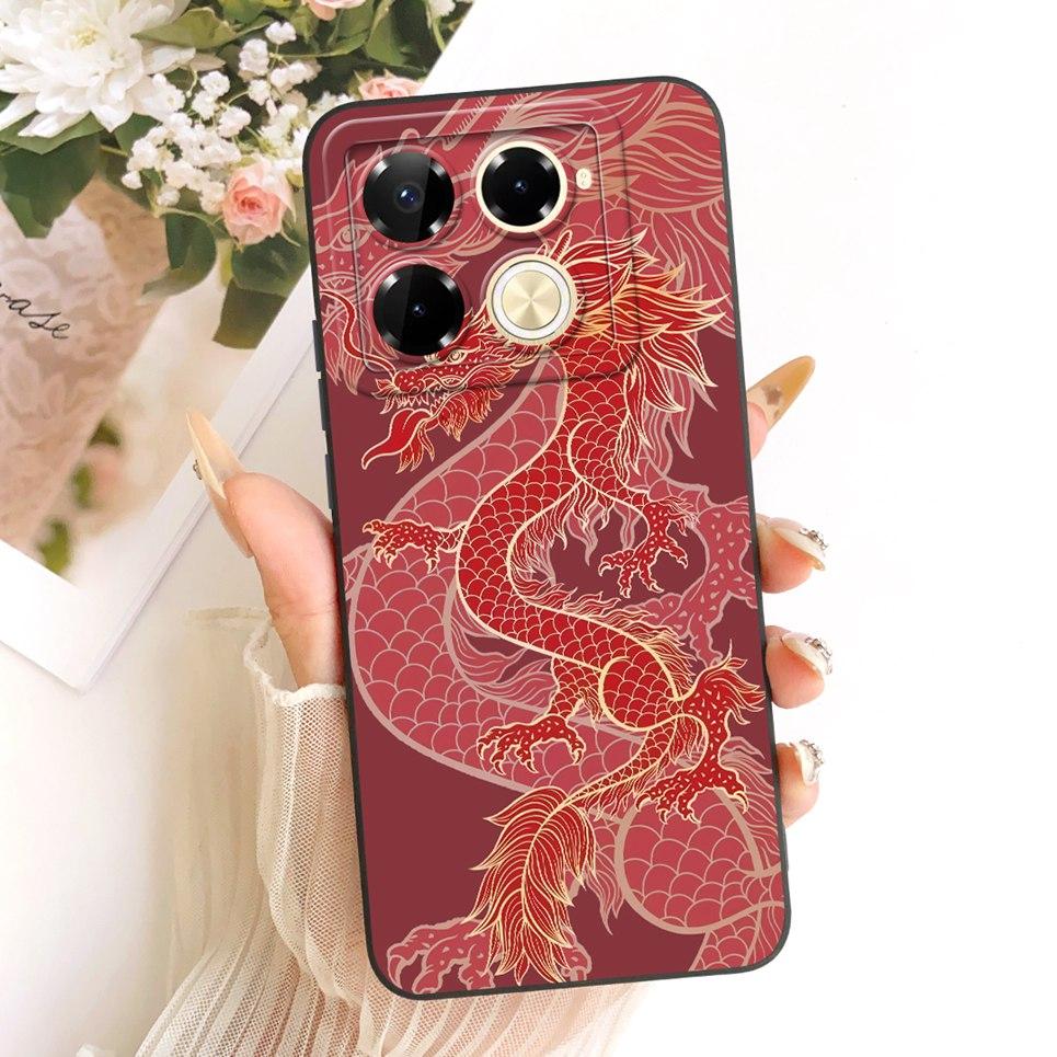 Cat Chinese Loogn Dragon Cartoon Painting Casing For infinix Note 40 Pro 4G 5G Soft Matte Silicone Phone Case Infinix Note 40x