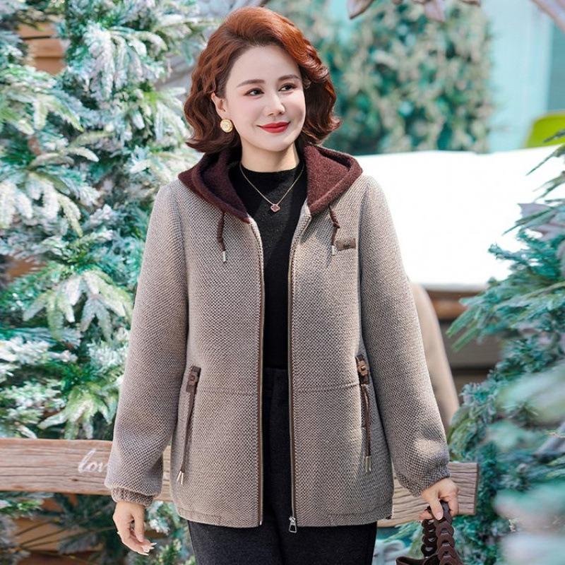 

Легкая зимняя шерстяная куртка из норкового флиса с капюшоном, зимняя женская, флисовая, более толстая 5XL [recommended 150-80kg] темно-коричневого