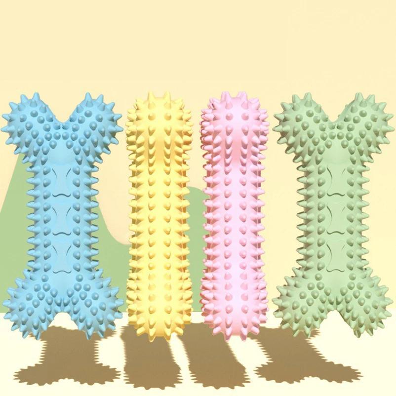 1Pcs/2Pcs Dog Chew Toys Set Spiky Bone & Ball Rubber Teething Toys for Small Medium Dogs Puppies Pet Supplies