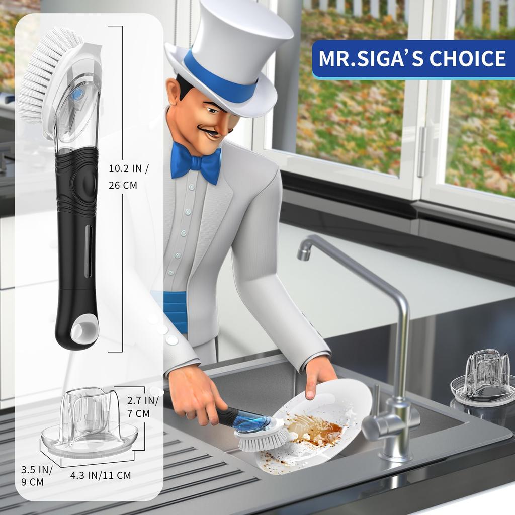 MR.SIGA One-Push Kitchen Brush (with Holder)