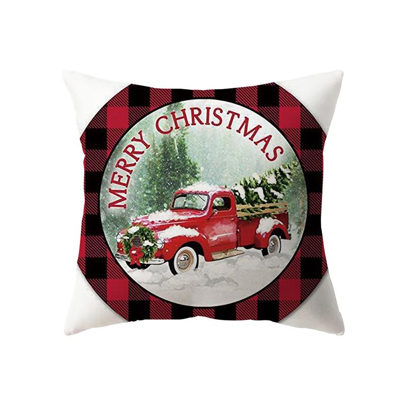 Christmas Theme Cute Christmas Elk Print Pattern Cushion Cover Home Living Room Sofa Decoration Polyester Pillow Pillow Cover