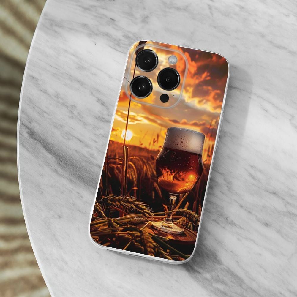 Alcohol Art Beer Case For iPhone 15,11,12,13,16,14,17,Pro,Max,Plus,SE,Mini,X,XS,XR, Transparent Soft Silicone