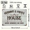 Vintage Grammy Papa House Metal Wall Art Grow Quote Sign Grandparents Gift
