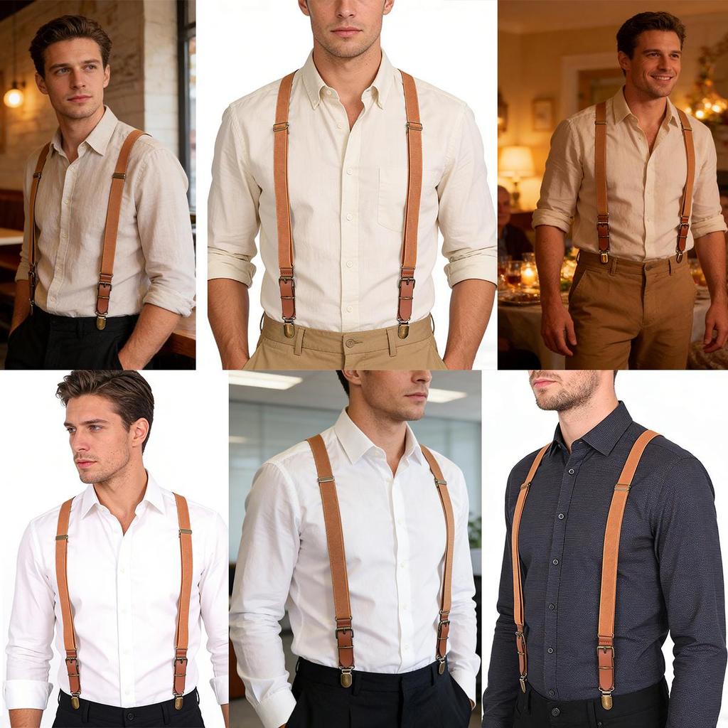 Unisex Y Back Suspenders 3 Clips Adjustable Elastic Braces for Adult Kids