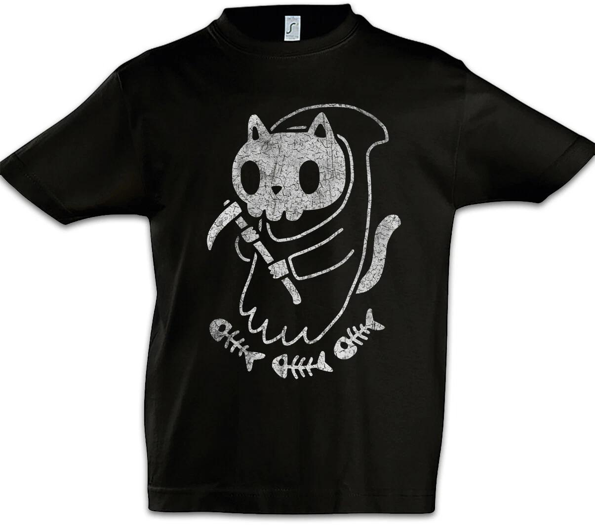 Cat Reaper II Kids Boys kids boys T-Shirt Cats Cat Cats Death Grim Reaper Fun Souls 140