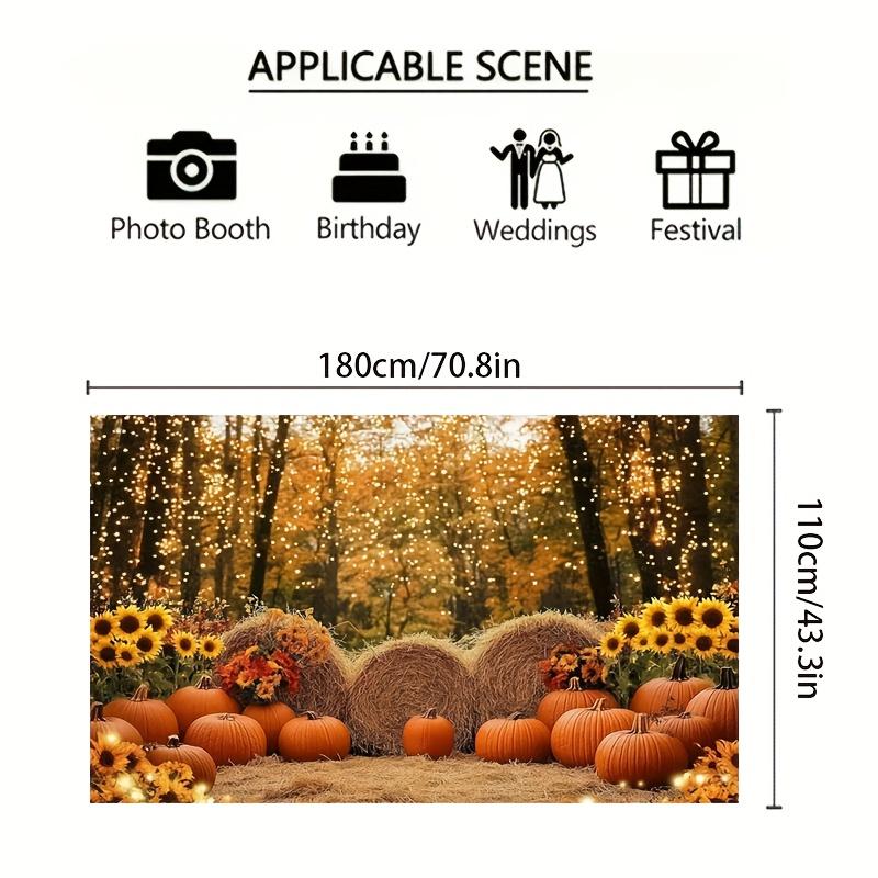 1pc Autumn Harvest Party Background Flag, Decorated with Vivid Sunflowers, Pumpkins, and Haystacks As Decorative Element
