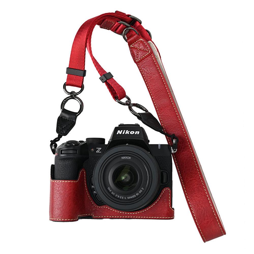 Für Nikon Z50II Hülle, Litschi-Muster PU-Leder Kamera Halb-Körper Hülle Abdeckung Für Nikon Z50II Z50ii Mit Schultergurt