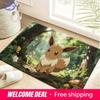 Cute Eevee In Sunlit Forest with Mushrooms Print Non-slip Doormat, Soft Absorbent Floor Rug for Home Decor