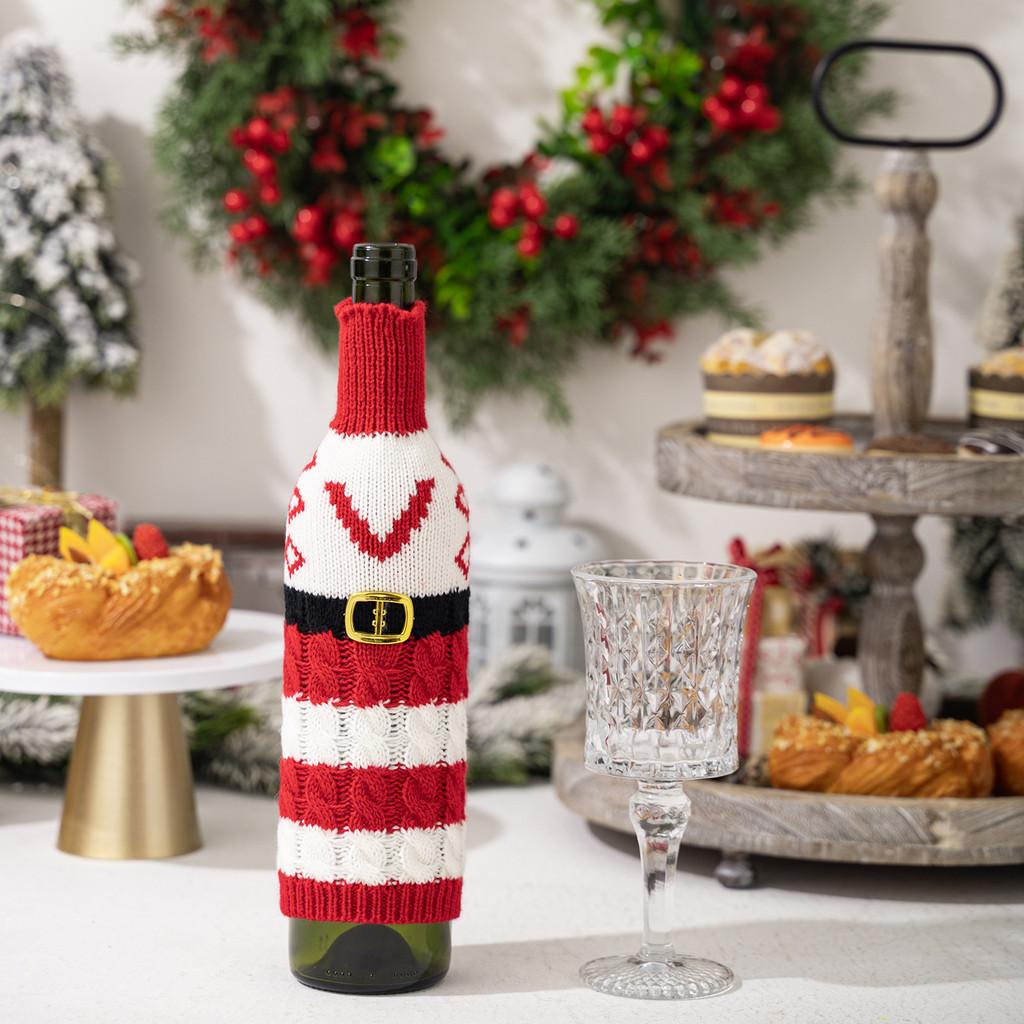 Vibrant And Decorative Knitted Letter Wine Bottle Holder For Christmas Parties And Gifts