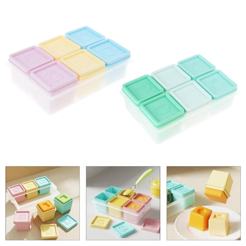 Dishwasher Safe Baby Food Storage Container 6 Grids Silicone Snacks Organizers Freezer To Microwave Snacks Box With Lid