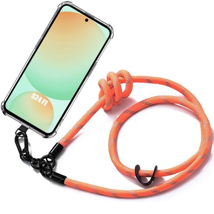Coque de protection - samsung - galaxy s24 fe - antichoc - bandoulière robuste - orange