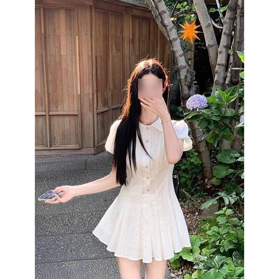 Academy Style White Shirt Super Good-looking Dress Children's Summer Temperament Waist Small White Dress Short Skirt