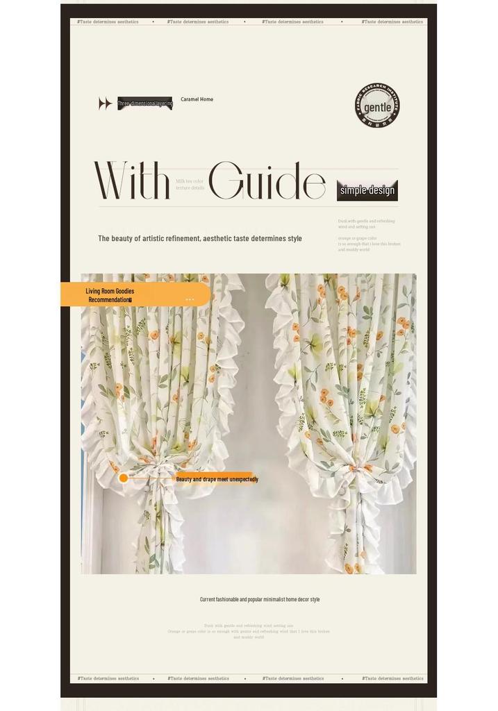 Pastoral Style Floral Sheer Curtains with Lace - Ideal for Bedrooms & Living Rooms