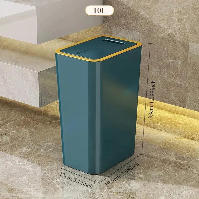 Bathroom & Kitchen Odor-Proof Trash Can - 10L One-Touch Opening, Modern Design, Durable Plastic, Space-Saving Leakproof Bin