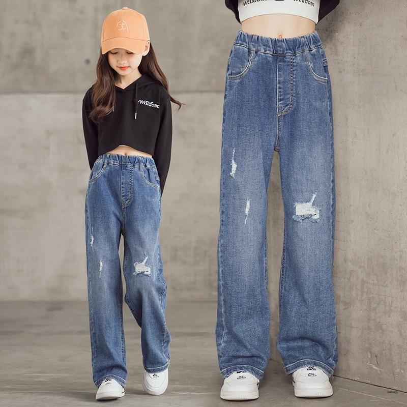 Weite Mädchen-Jeans - Trendige gerade Hosen für Kinder, Frühling/Herbst 2023