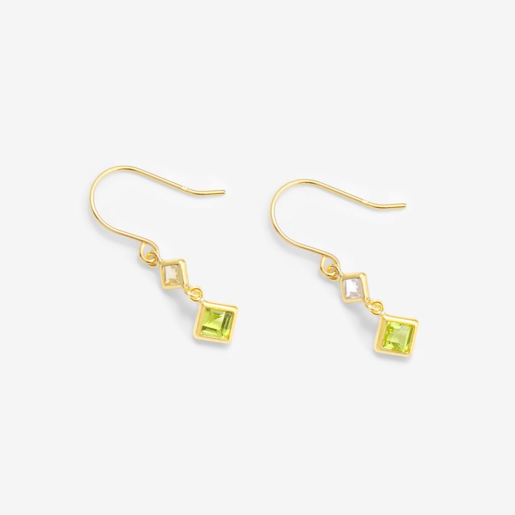 ESTELLE [Official] Women's Hook Earrings in 10K Yellow Gold with August Birthstone Peridot (Product Code: 0222-9723-0019-0000)