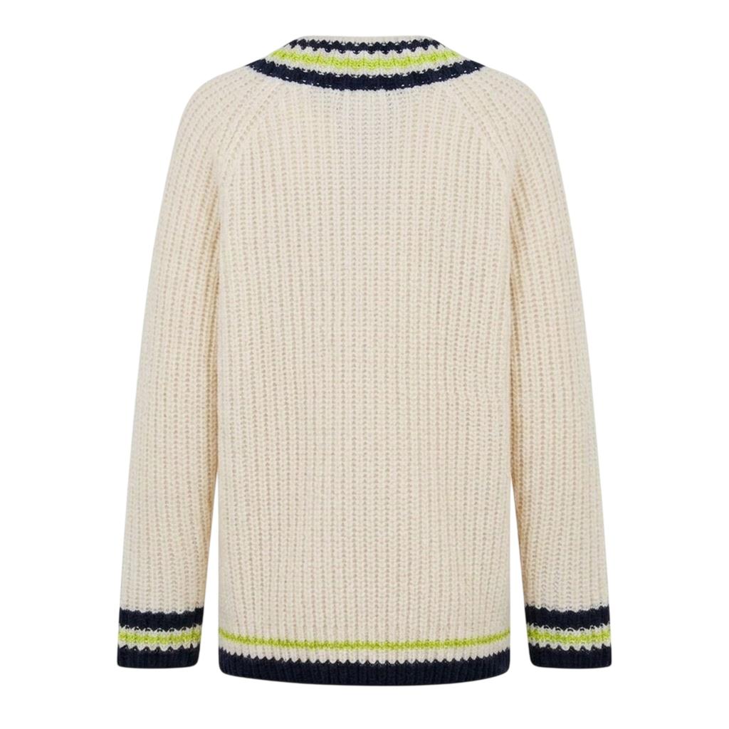 Lacoste Womens/Ladies Striped V Neck Relaxed Fit Sweater Top