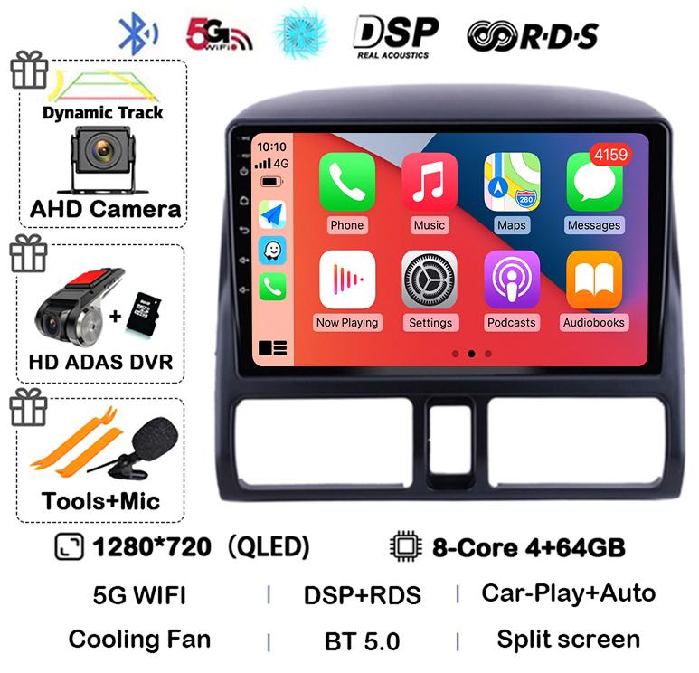 Android 14 Carplay Auto Car Radio For Honda CR-V CRV 2 2001-2006 Stereo GPS Multimedia Video Player WIFI+4G Head Unit Audio DSP