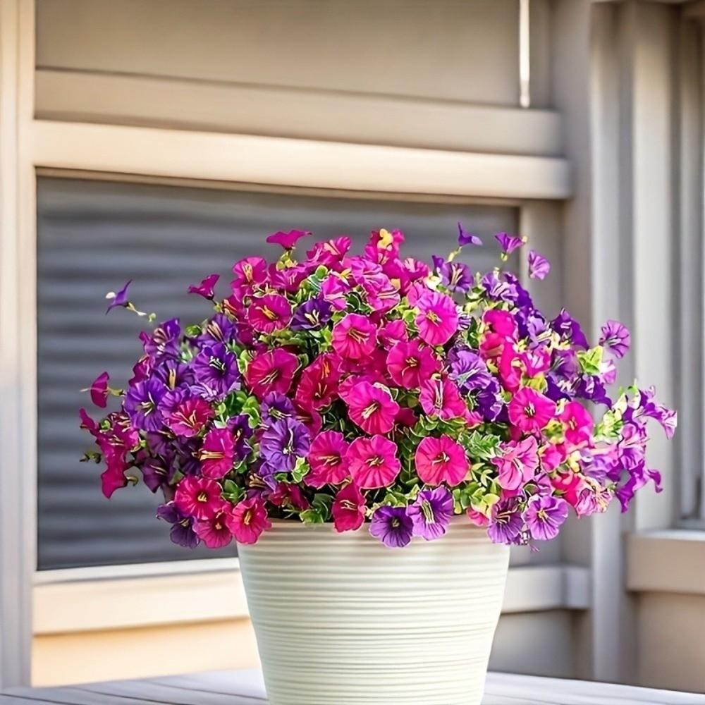 UV Resistant Artificial Morning Glory Flowers Lifelike Simulation Silk Flower  Outdoor