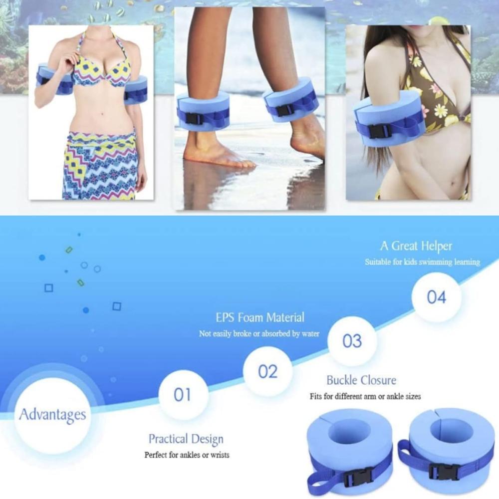 1Pc Foam Swim Aquatic Cuffs, Water Aerobics Float Ring Fitness Exercise Set, Ankles Arms Belts with Quick Release Buckle for Swim Fitness Training Set