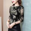 Printed Niche Top for Women Long-sleeved Autumn and Winter Large-size Mother T-shirt Design Sense Base Blouse